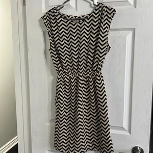 Beige with Black Zig-zag Dress